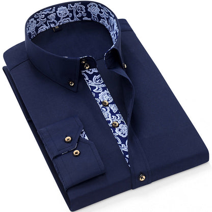 Luke – Business Casual Blue and White Porcelain Long Sleeve Shirt