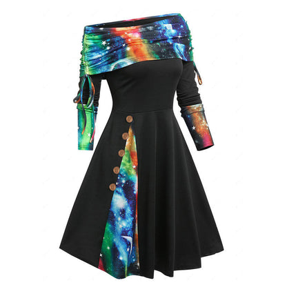 Zoe – Elegant One-Shoulder Swing Dress
