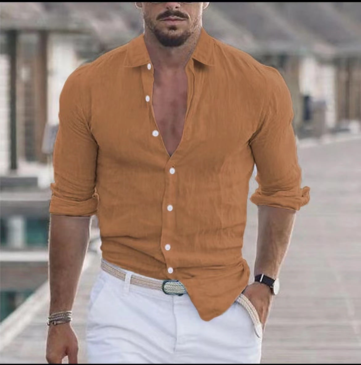 Alfred – Men's Linen Button-Up Beach Shirt