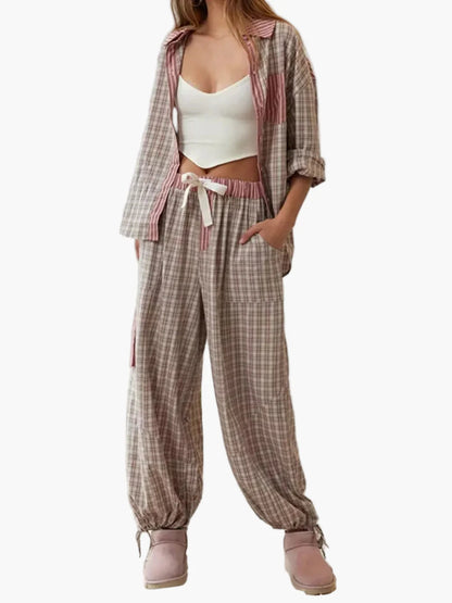 Women's Relaxed Fit Pajama Set – Classic Striped Lounge Sleepwear