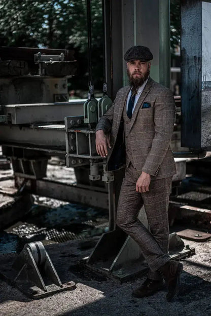 Men's Three-Piece Double Breasted Suit – Classic British Style for Weddings and Special Occasions