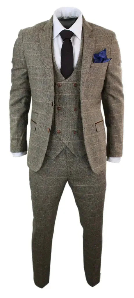 Men's Three-Piece Double Breasted Suit – Classic British Style for Weddings and Special Occasions