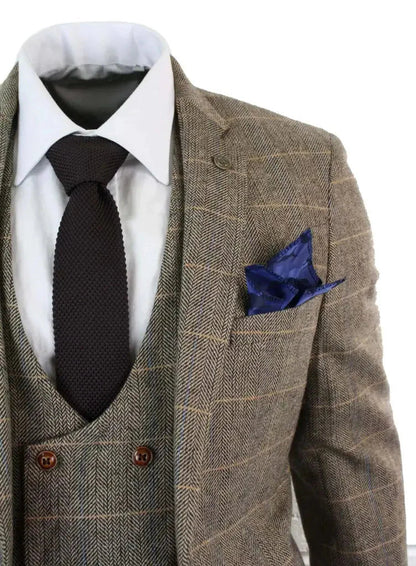 Men's Three-Piece Double Breasted Suit – Classic British Style for Weddings and Special Occasions