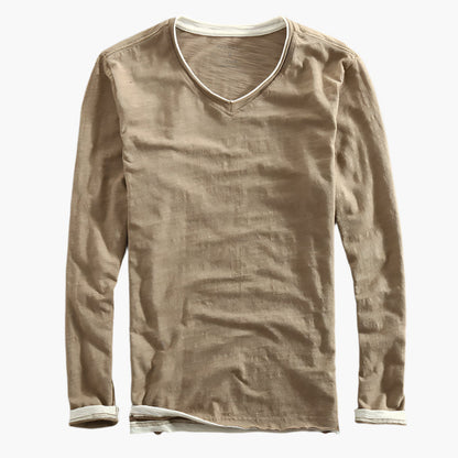 Men's Layered Look Long Sleeve V-Neck Casual Shirt – Smart-Casual Style