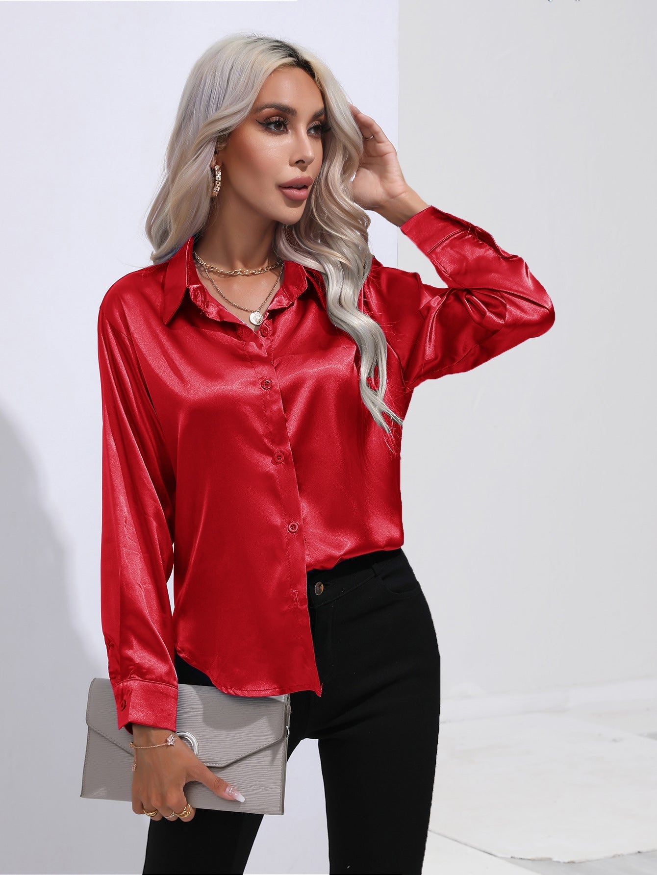 Harriet – Elegant Women's Satin Shirt