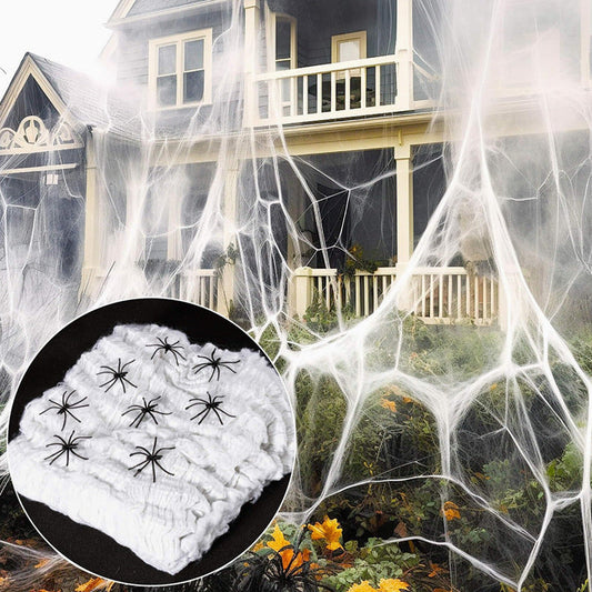Halloween Spider Web Decoration with Fake Spiders for Outdoor and Indoor Haunted House Parties
