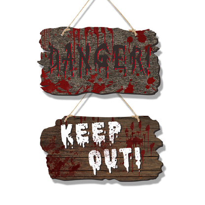 Halloween Scary Door Sign Set – Spooky Party Decorations for Haunted House & Trick-or-Treat