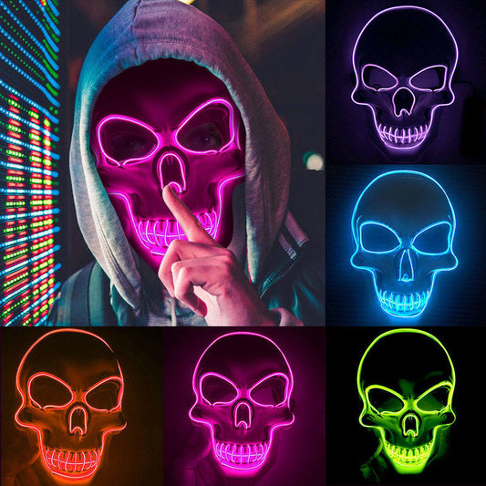 Halloween LED Skull Mask for Adults – Glowing Costume Party Accessory