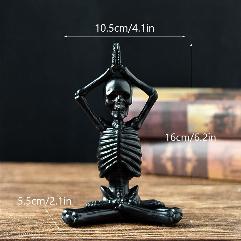 Halloween Skeleton Yoga Figurine Set – Spooky Meditation Decorations for Parties & Home