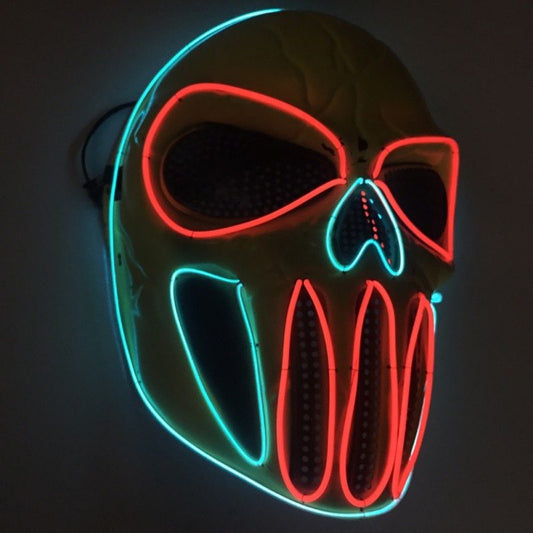 Halloween LED Skull Mask for Men and Women – Spooky Neon Light Up Costume Accessory