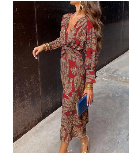 Tracy – Nine-Quarter Sleeve V-Neck Painted Dress