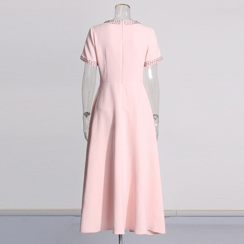 Hannah – High Waist Dress with Rhinestone Bow