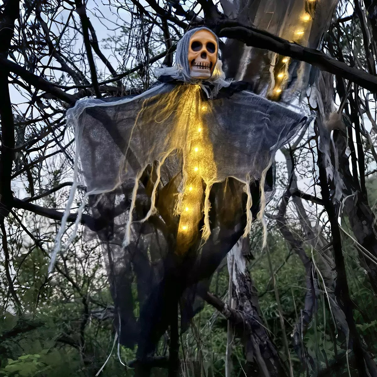 Halloween Hanging Ghost with LED Lights Decoration for Spooky Outdoor Parties