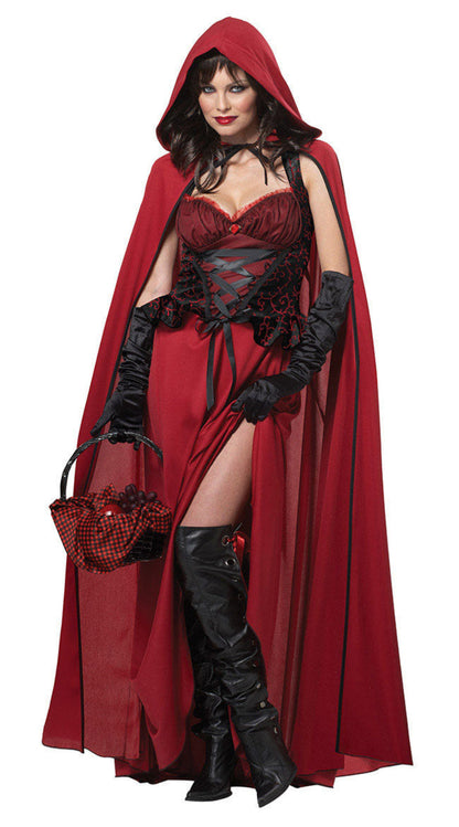 Women's Halloween Red Riding Hood Costume Party Dress Set