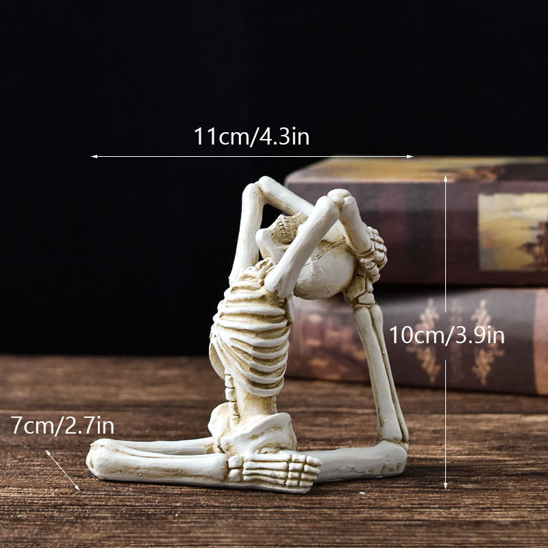 Halloween Skeleton Yoga Figurine Set – Spooky Meditation Decorations for Parties & Home