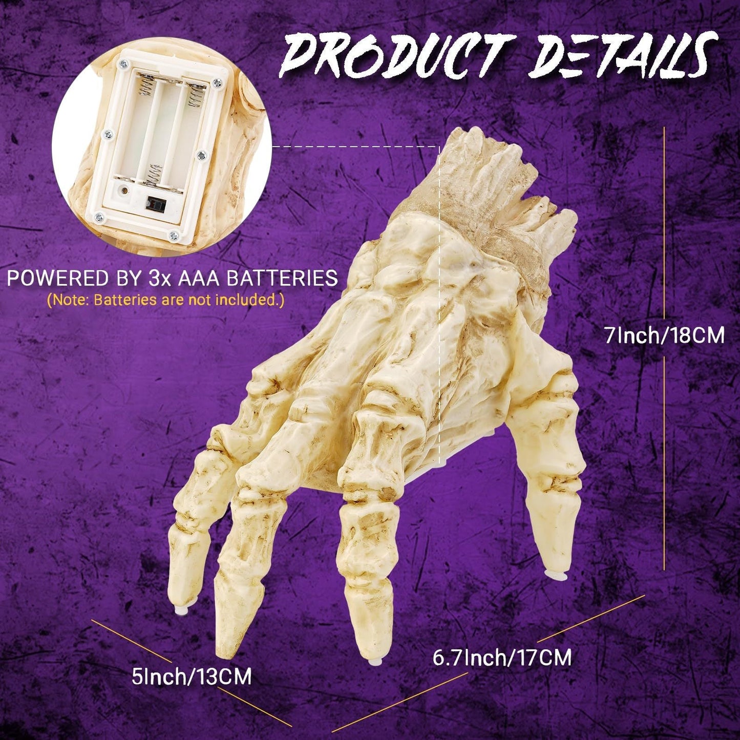 Halloween Glowing Walking Zombie Hand Prop for Spooky Party Decorations