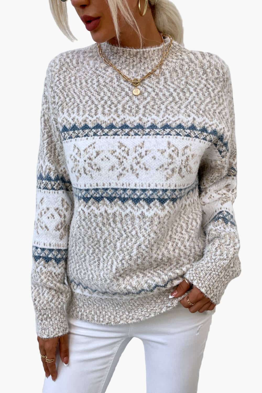 Women's Cozy Nordic Knit Pullover Sweater – Winter Casual Style