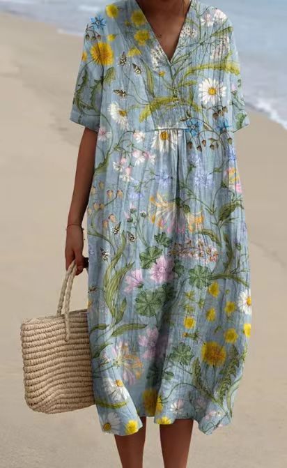 Christina – Comfortable Loose Printed Long Dress