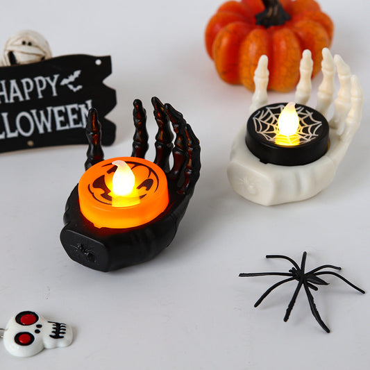 Halloween Skeleton Hand LED Candle Decoration for Spooky Parties and Haunted Houses