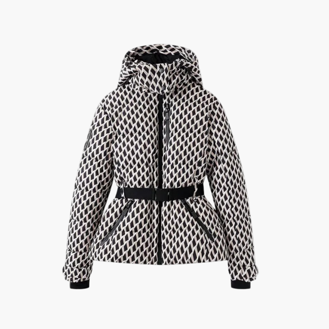 Women's Belted Hooded Puffer Jacket – Stylish Water-Resistant Winter Outerwear