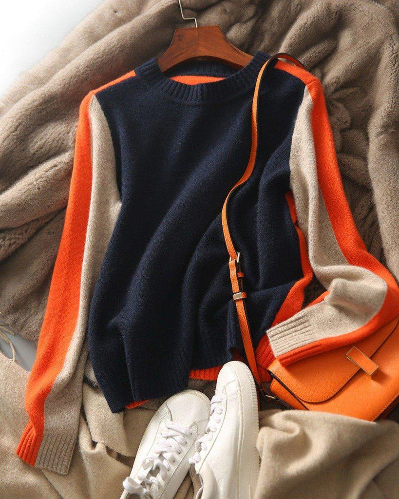Women's Graphic Colorblock Sweater – Modern Urban Fitted Pullover