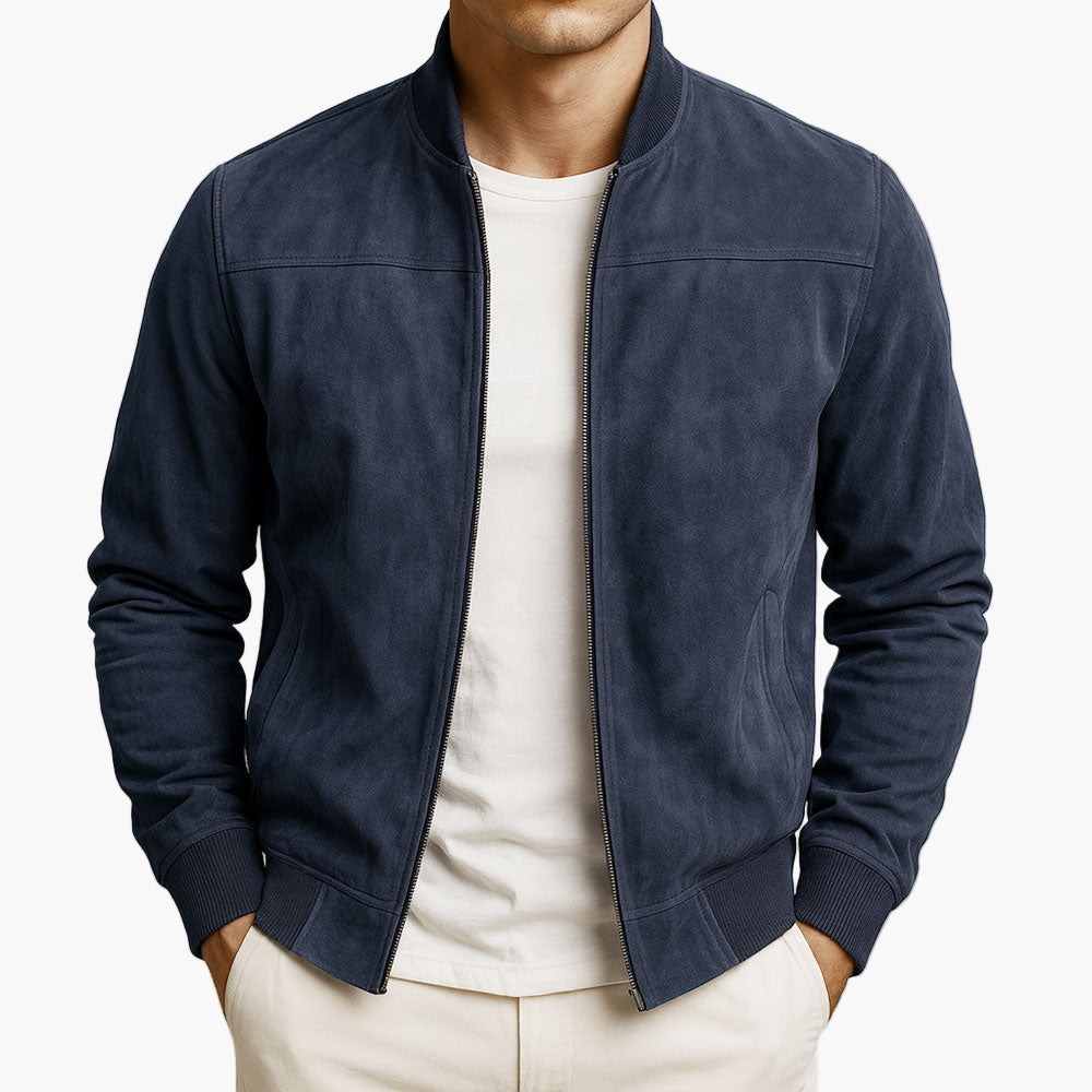 Men's Premium Suede Bomber Jacket – Timeless Elegant Style for Versatile Wear