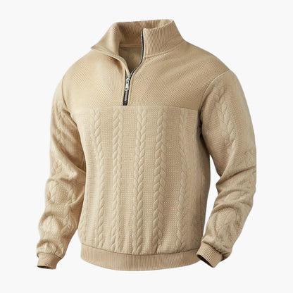 Men's Classic Half-Zip Cable Knit Pullover Sweater, Stylish and Warm for Everyday Wear