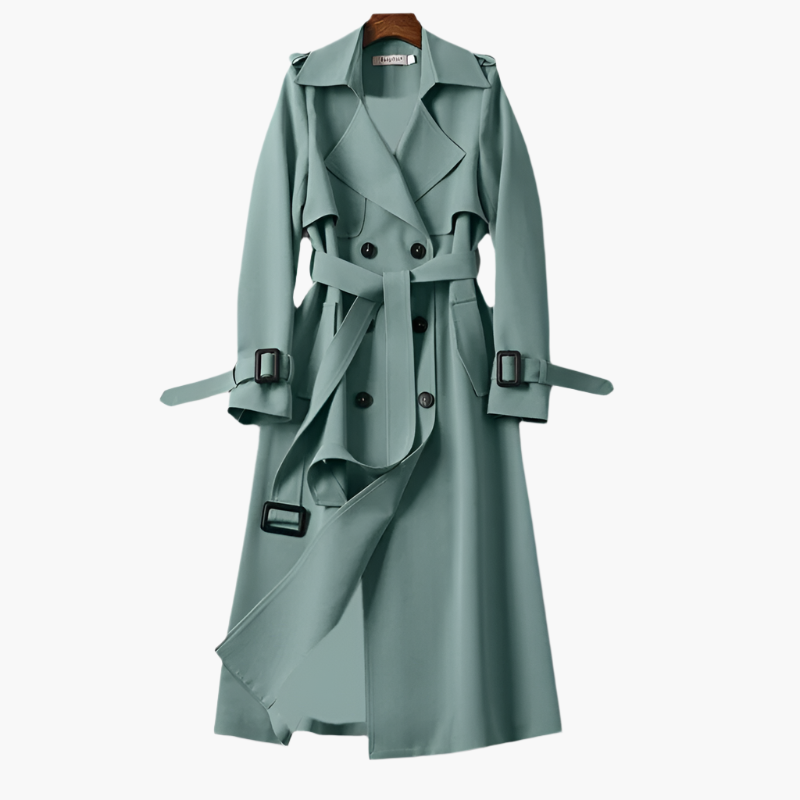 Women's Elegant Double-Breasted Long Trench Coat – Classic Style for Versatile Occasions
