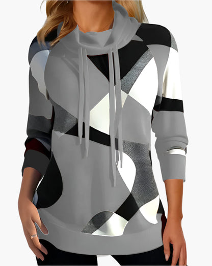 Women's Modern Colorblock Casual Pullover Top with Cowl Neck and Raglan Sleeves