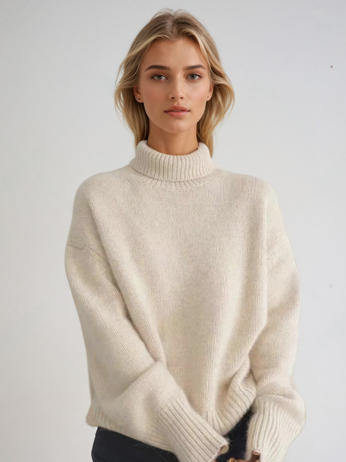Women's Modern Turtleneck Wool Sweater - Relaxed Korean Style Pullover for Fall & Winter