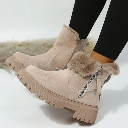 Women's Winter Ankle Boots with Faux Fur Lining and Chunky Sole – Stylish & Warm Outdoor Fashion