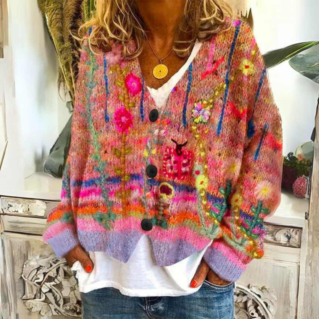 Women's Artistic Knit Cardigan Sweater – Boho Chic Style for Cozy Everyday Looks