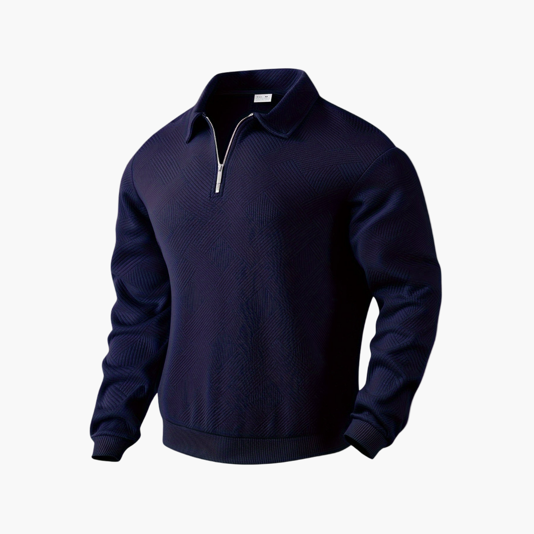 Men's Geometric Quarter-Zip Knit Sweater – Vintage-Inspired Casual Pullover