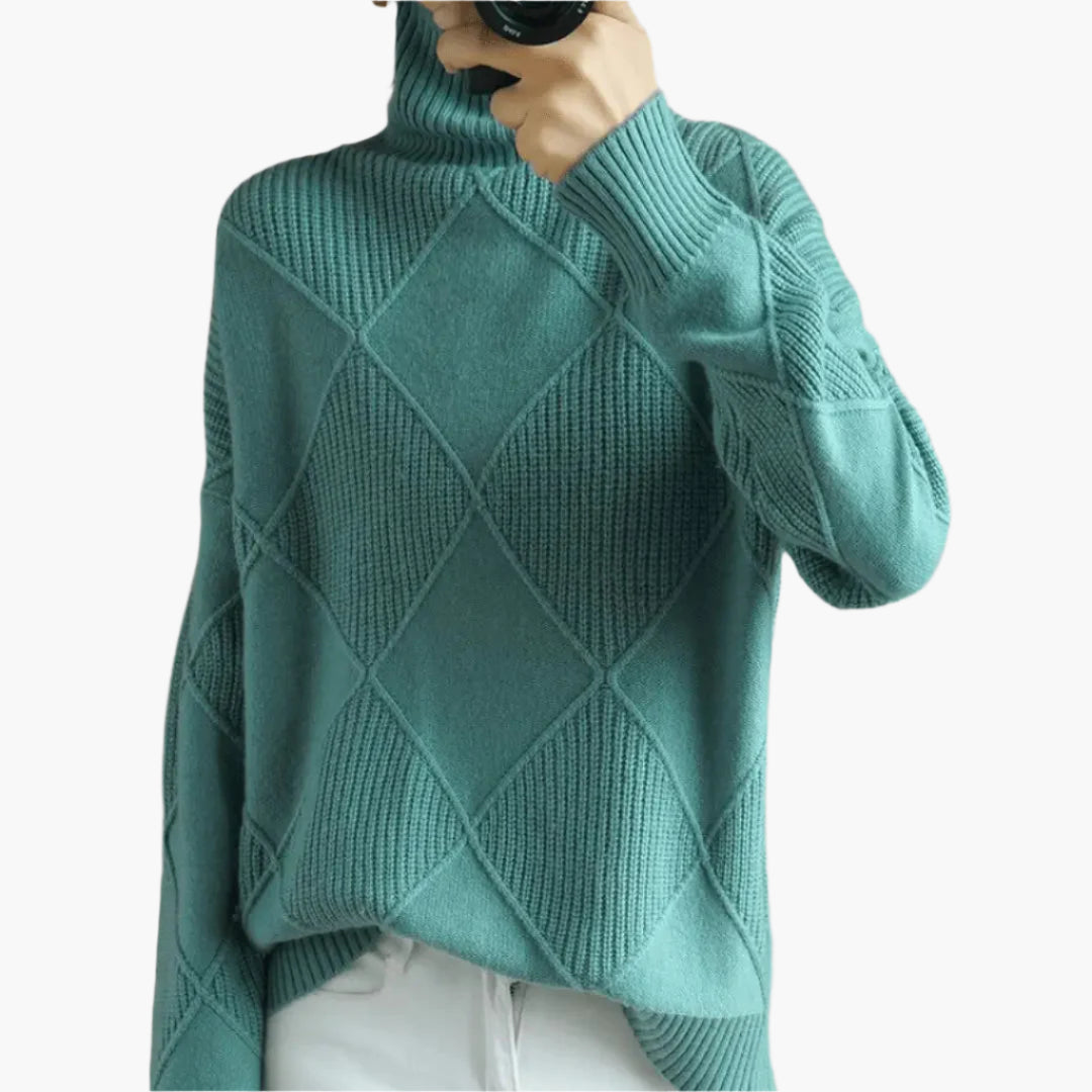 Women's Elegant Turtleneck Sweater with Textured Knit - Stylish Casual or Office Wear