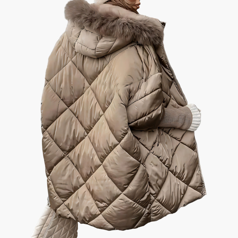 Women's Oversized Quilted Winter Puffer Jacket with Hood – Casual Warm Fashion Outerwear