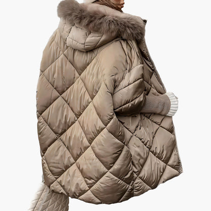 Women's Oversized Quilted Winter Puffer Jacket with Hood – Casual Warm Fashion Outerwear