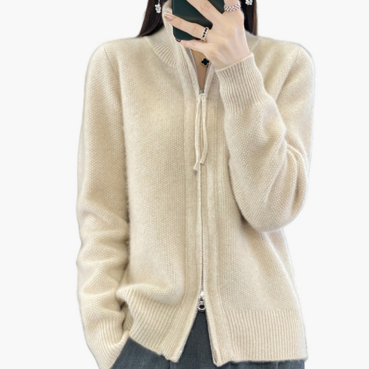 Women's Classic Zip-Up Cardigan Sweater – Elegant Everyday Layer