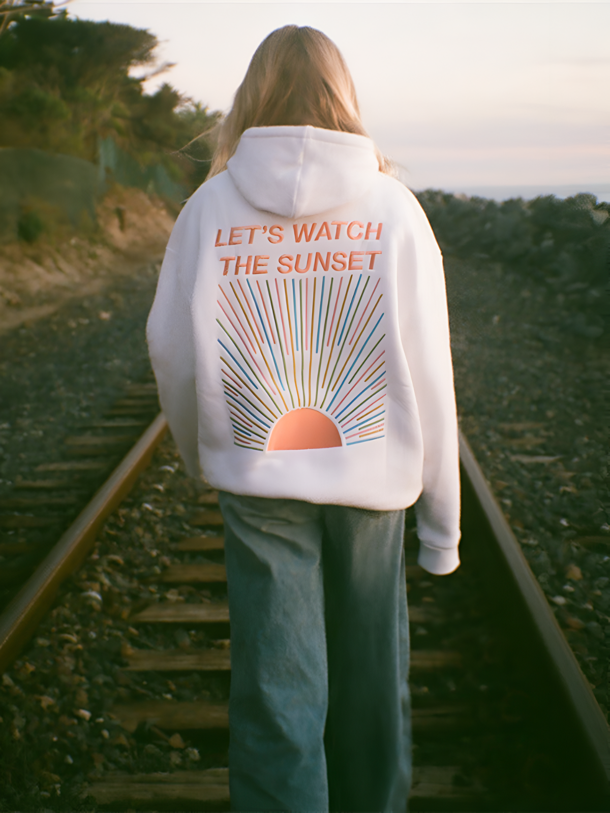 Women's Oversized Hoodie Let's Watch the Sunset Graphic Casual Pullover