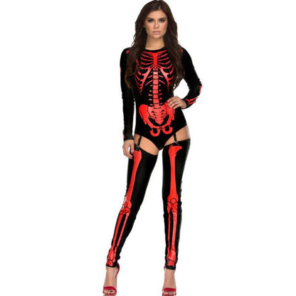 Women's Halloween Skeleton Bodysuit Costume - Spooky Party Outfit