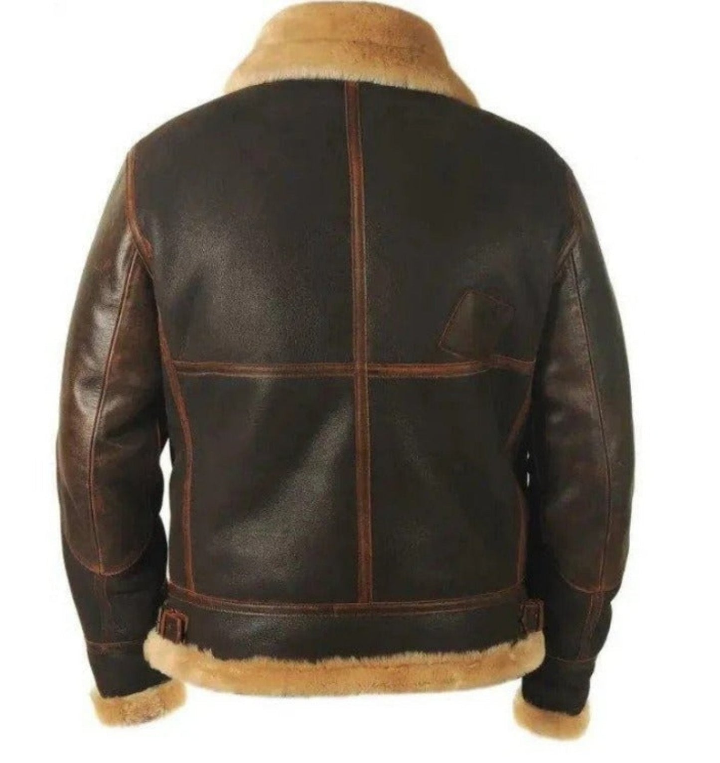Men's Classic Shearling Collar Aviator Bomber Jacket for Winter