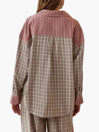 Women's Relaxed Fit Pajama Set – Classic Striped Lounge Sleepwear
