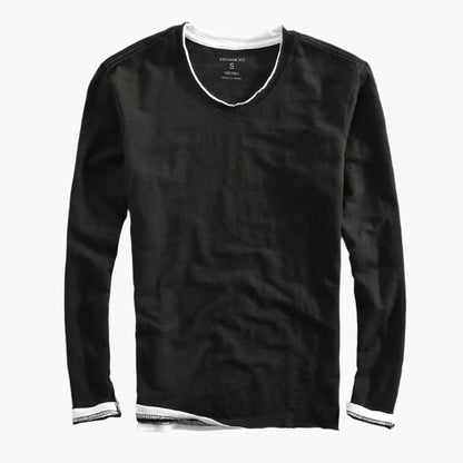 Men's Layered Look Long Sleeve V-Neck Casual Shirt – Smart-Casual Style