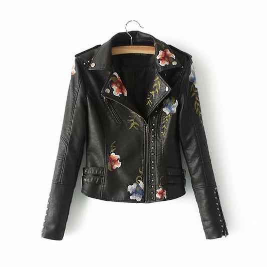 Jim – Embroidered Studded Vegan Leather Jacket