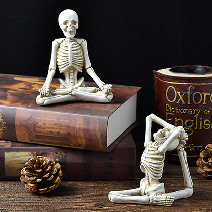 Halloween Skeleton Yoga Figurine Set – Spooky Meditation Decorations for Parties & Home