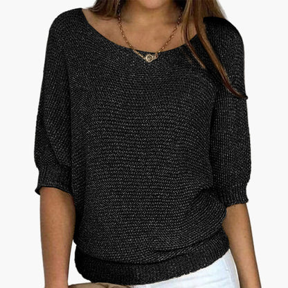 Women's Relaxed Knit Pullover Sweater – Casual Everyday Loose Fit Top