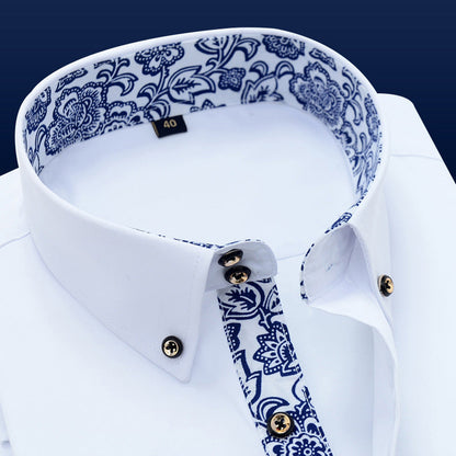 Luke – Business Casual Blue and White Porcelain Long Sleeve Shirt