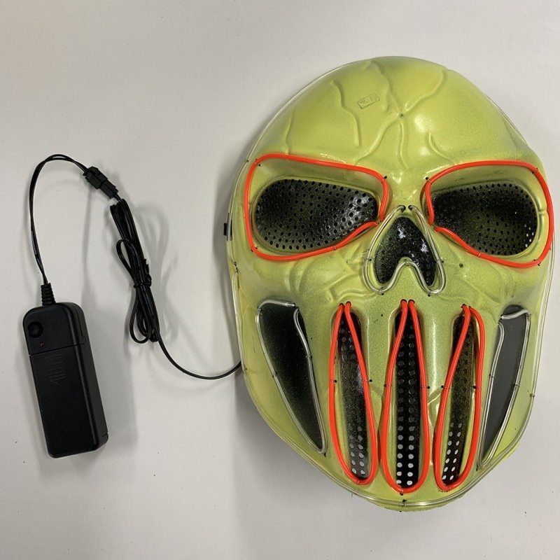 Halloween LED Skull Mask for Men and Women – Spooky Neon Light Up Costume Accessory