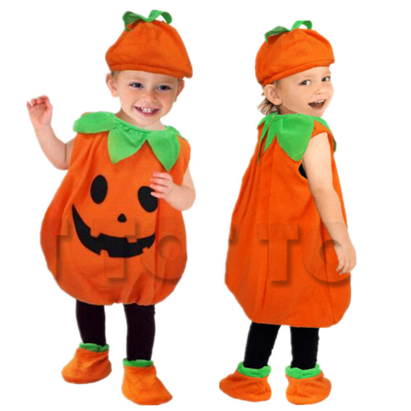 Kids' Halloween Pumpkin Costume – Unisex Fun Cartoon Outfit for Parties & Trick-or-Treat