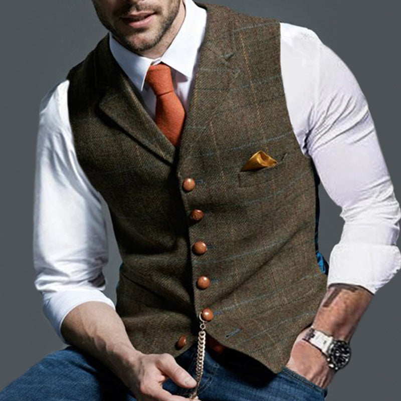 Shane – Casual Lapel Plaid Slim Fit Vest
