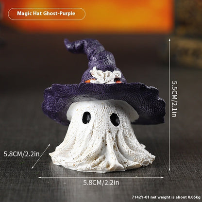 Halloween Ghost Wizard Hat Resin Figurine Decoration